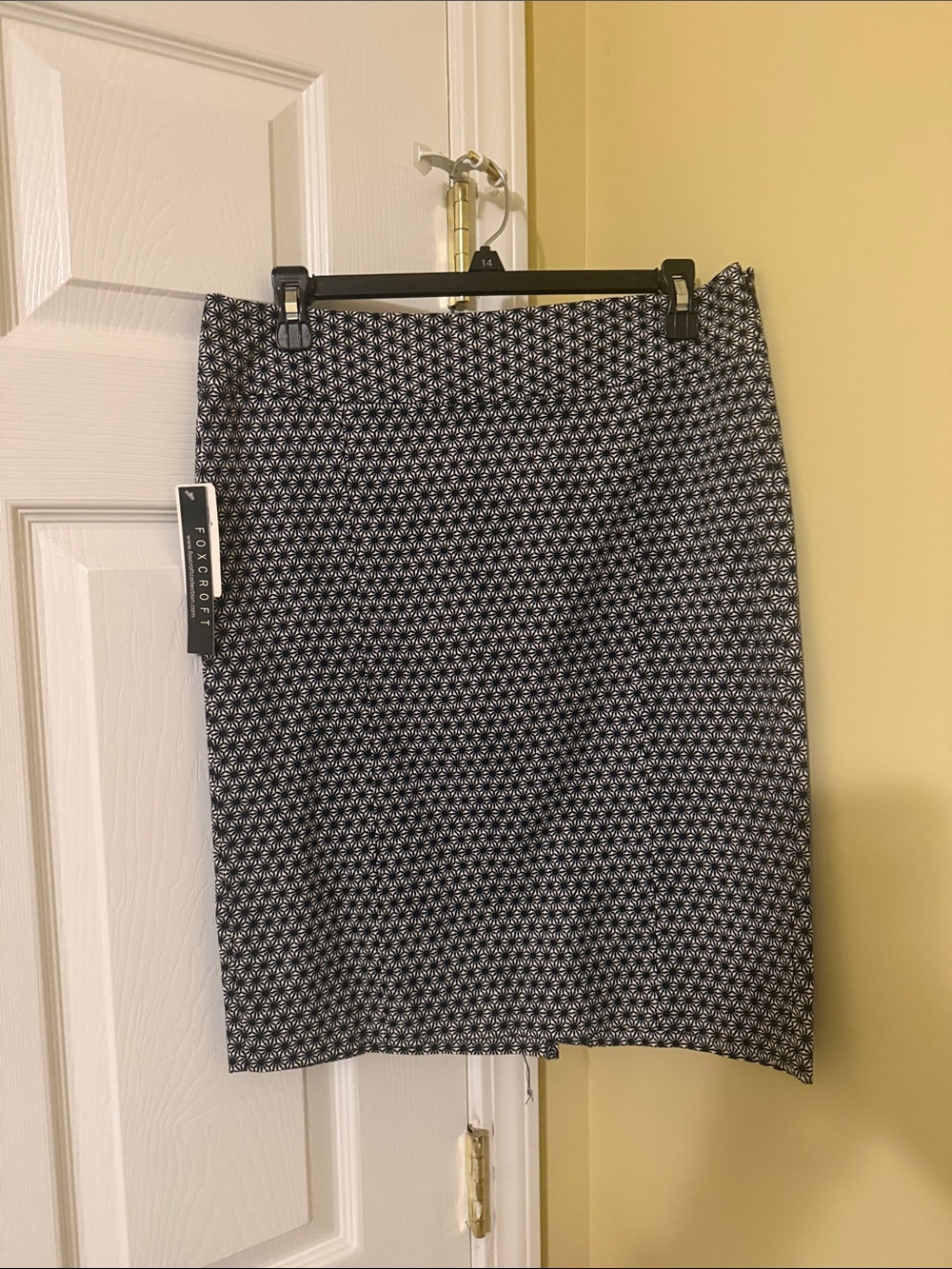 Foxcroft Black & White Micro-Geo Pencil Skirt